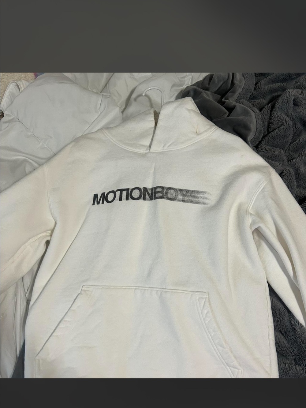 Bape inspired White Hoodie with Black Motion Boy Logo
